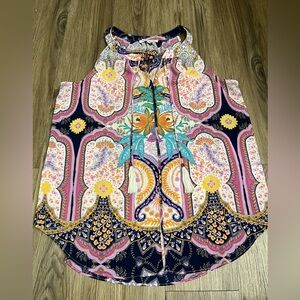 LAST CHANCE Colorful Paisley Rose+Olive Blouse